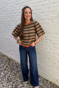 Orange Stripe Knitted Top