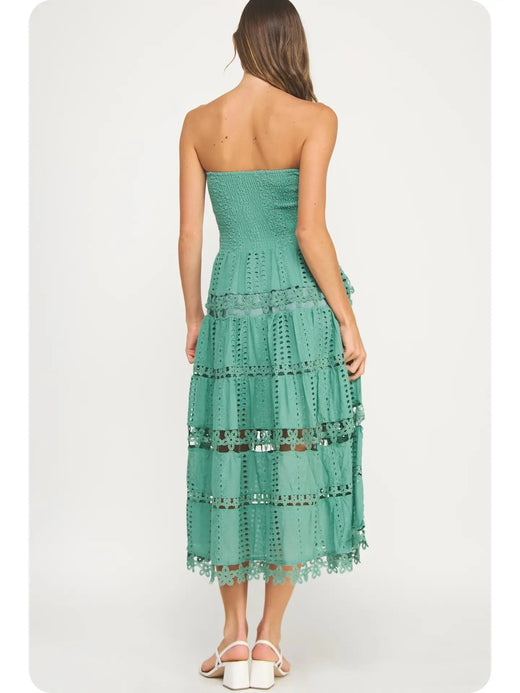 eyelet lace tube dress Eyelet Lace Tube Dress Red / M