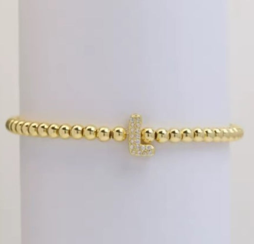 Gold Beaded Initial Bracelets