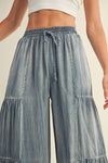 Ruffled Wide Leg Denim