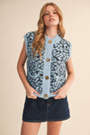 Leopard Knit Sweater Vest