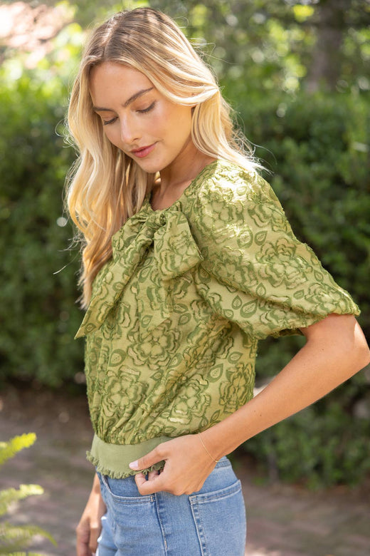 Front Bow Floral Top