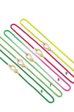 Enamel box chain necklace with Gold Clasp