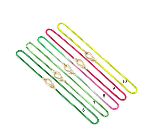 Enamel box chain necklace with Gold Clasp