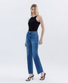 High Rise Hem Straight Jeans