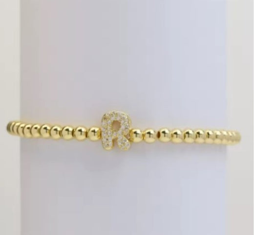 Gold Beaded Initial Bracelets
