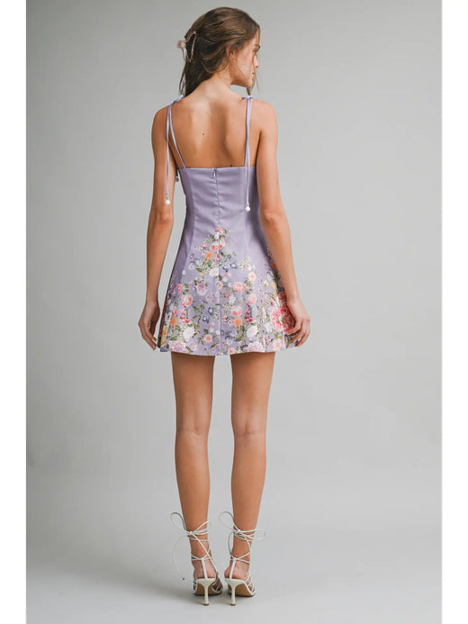 Lavender Satin Mini Flare Dress