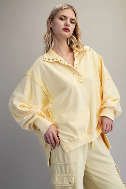 Snow Washed Long Sleeve Pull Over