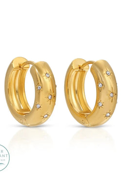 CZ Burst Huggie Earrings