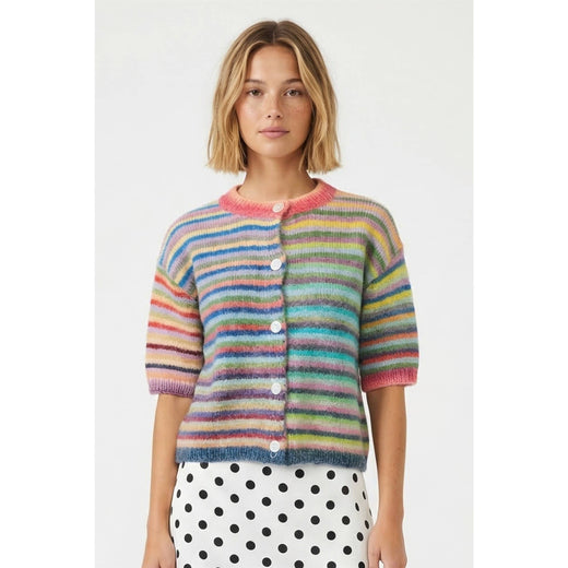 Rainbow Stripe Button Cardigan