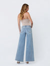 Mid Rise Light Wash Twisted Seam Palazzo Jeans