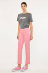 Pink Mid Rise Straight Jean