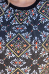Ornamental Tile Embroidered Print Top