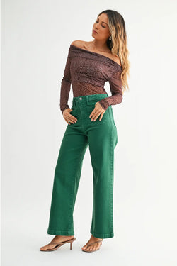 Patch Pocket Wide Leg Jean