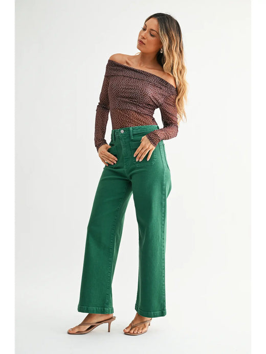 Patch Pocket Wide Leg Jean