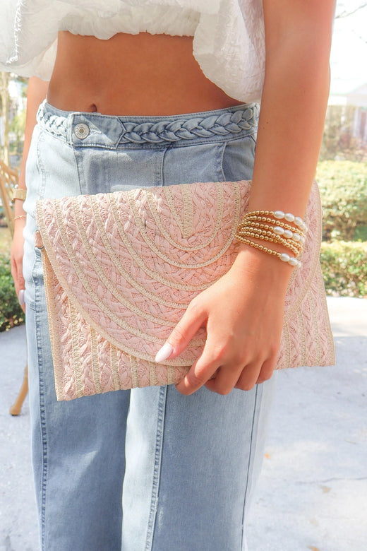 Georgia Striped Straw Crossbody/Clutch