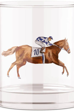 Running Horse Derby Horse Racing Bourbon Whiskey Rocks Glass