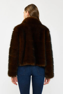 Cropped Faux Fur Jacket with Pockets
