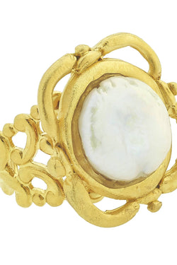 Handcast Gold Pearl Adjustable Ring