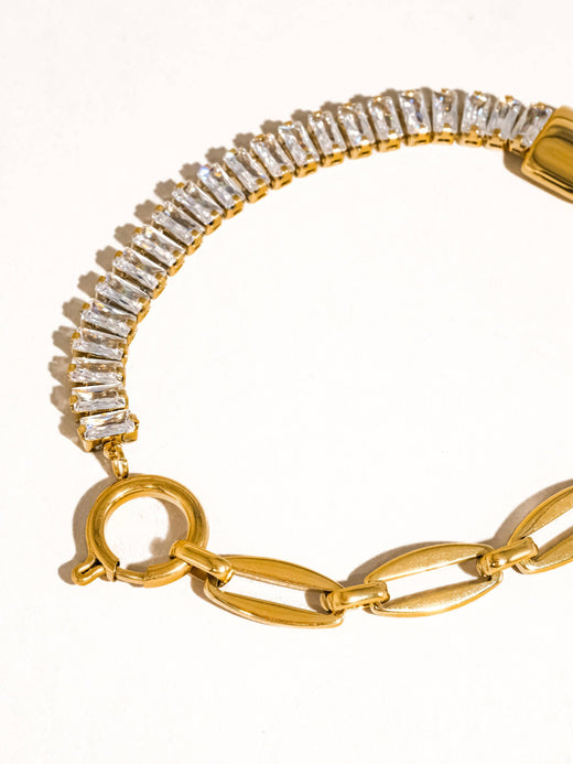 Benson 18K Gold Rhinestone Chain Bracelet