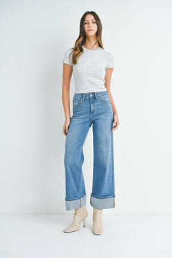 Cuffed Palazzo Jeans