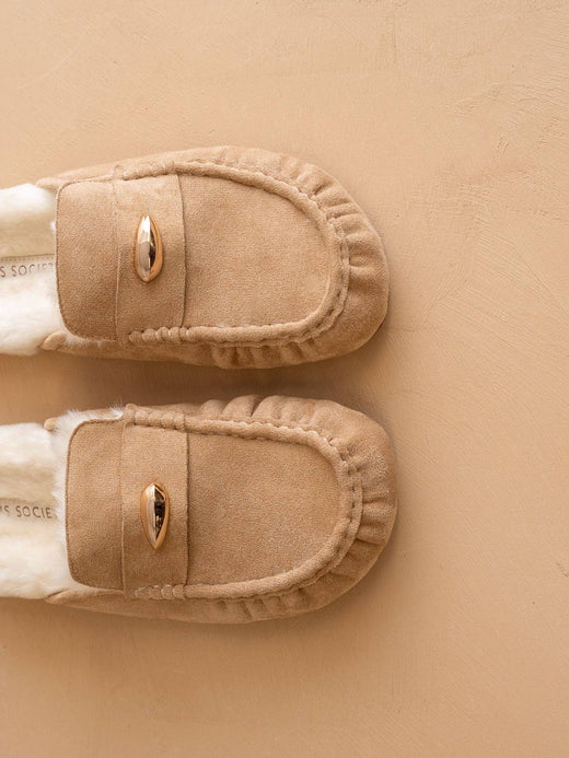 Hayden Almond Fur Lined Mule Loafer