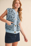 Leopard Knit Sweater Vest