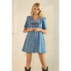 Collared Leopard Printed Denim Mini Dress
