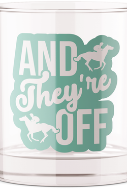 And They're Off Derby Horse Bourbon Whiskey Rocks Glass