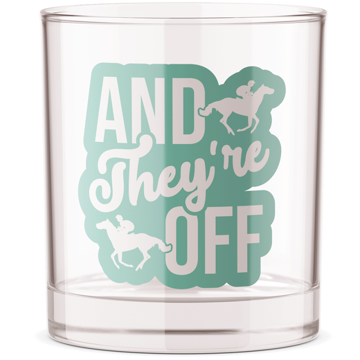 And They're Off Derby Horse Bourbon Whiskey Rocks Glass