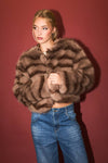 Round Neck Faux Fur Crop Coat