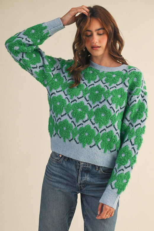 Fuzzy Floral Sweater