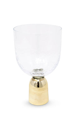 Hammered Water Glasses on Gold Pedestal