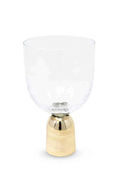 Hammered Water Glass on Gold Pedestal