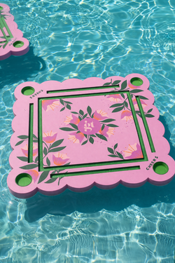 Floating Mahjong Tile Mat in Floral Pink