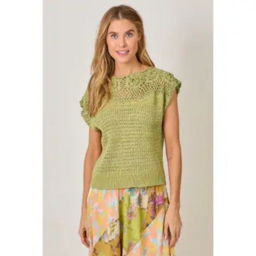 Floral Yoke Crochet Top