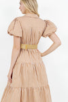 Belted Puff Sleeve Shirt Dress