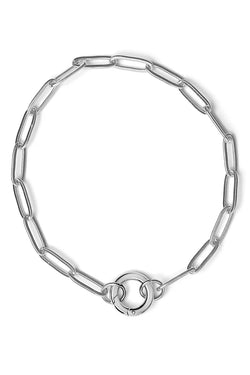 Bracelet  - 7.5" Silver Paperclip w/ Charm Keepe