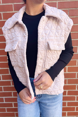 Quilted Collared Button Down Vest