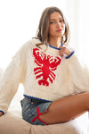 Lobster Knit Cropped Sweater