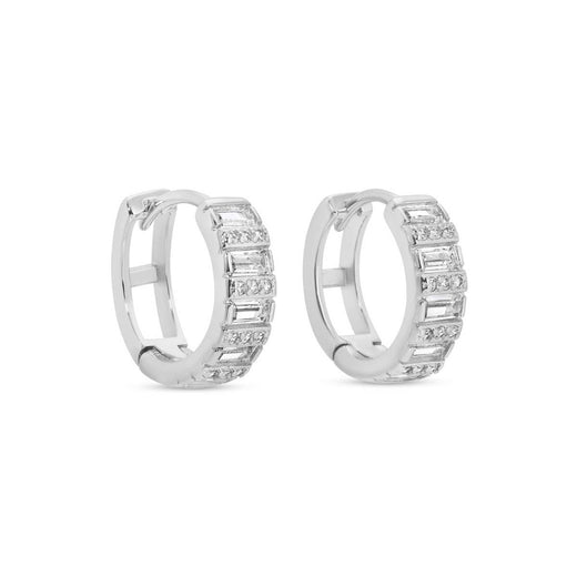 Baguette and Pavé Huggies
