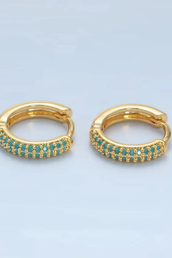 24K GF Turquoise Micro Pave Huggies