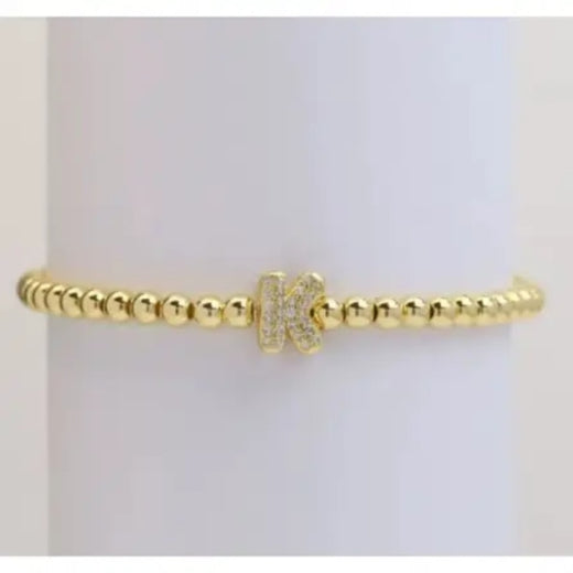 Gold Beaded Initial Bracelets