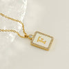 Rhinestone Shell Initial Charm Necklace
