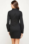 Ruched Button Down Shirt Knit Mini Dress