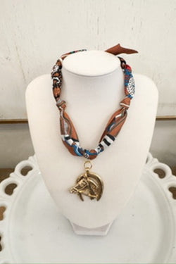 Horse Scarf Charm Necklace