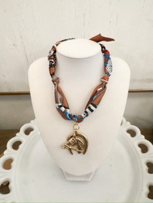 Horse Scarf Charm Necklace
