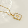 Rhinestone Shell Initial Charm Necklace