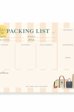 Traveler's Packing List Notepad