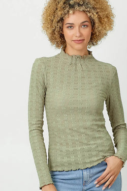 Lettuce Edge Textured Knit Top